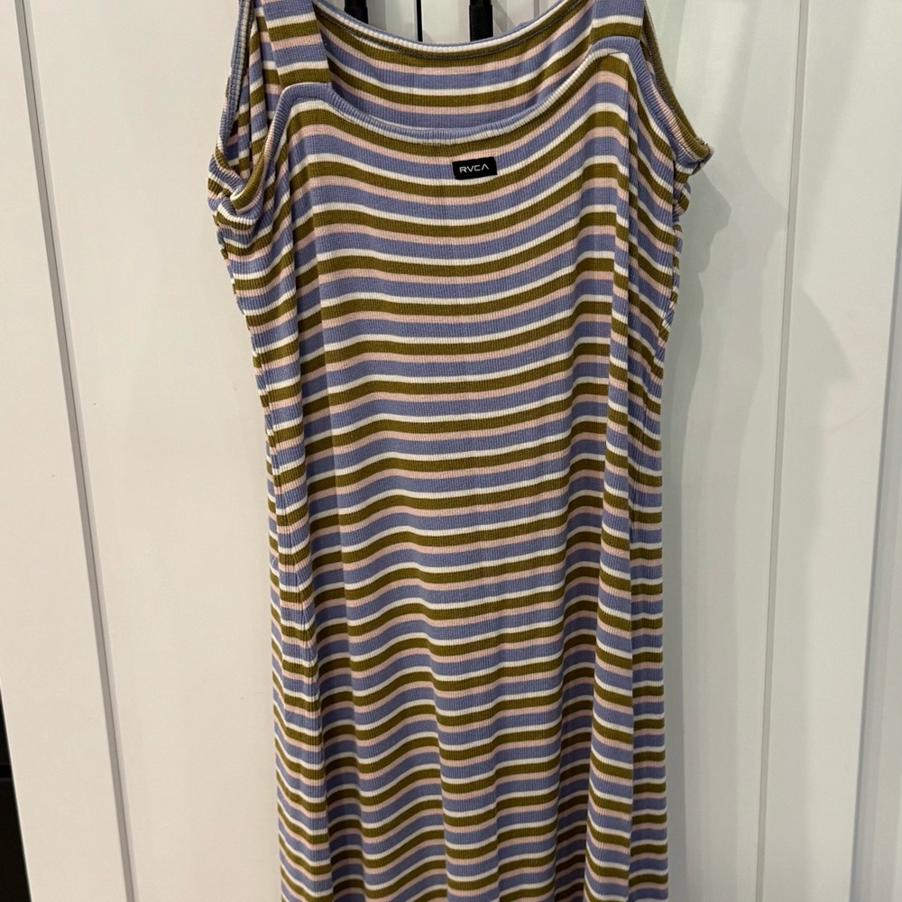RVCA Gray and Yellow Striped Midi Dress - Picture 9 of 10